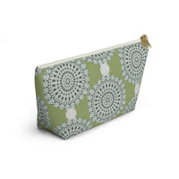 Lace Hexagon Accessory Pouch w T-bottom in Green